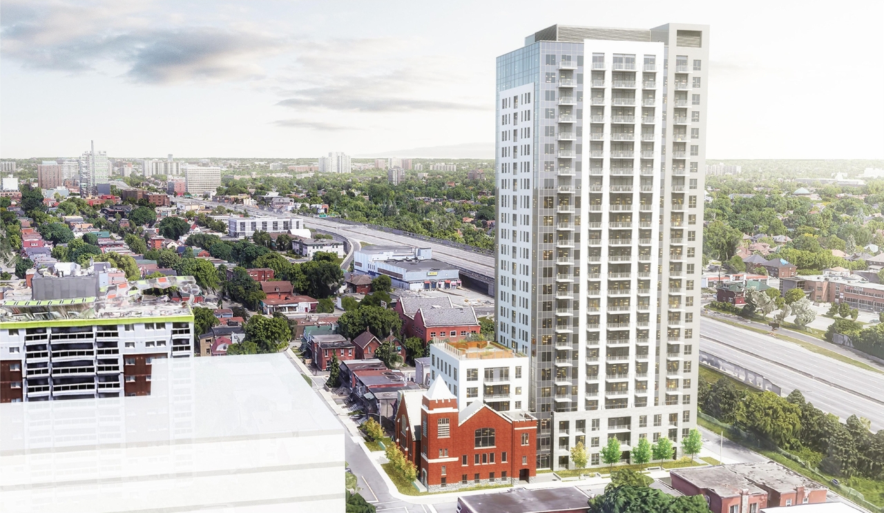 Rendering of building from page 9 of the file '2024-10-11 - Urban Design Brief - D07-12-24-0127'