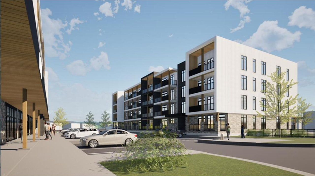 Rendering of building from page 1 of the file '2024-10-17 - Planning Rationale & Urban Design Brief - D07-12-24-0128'
