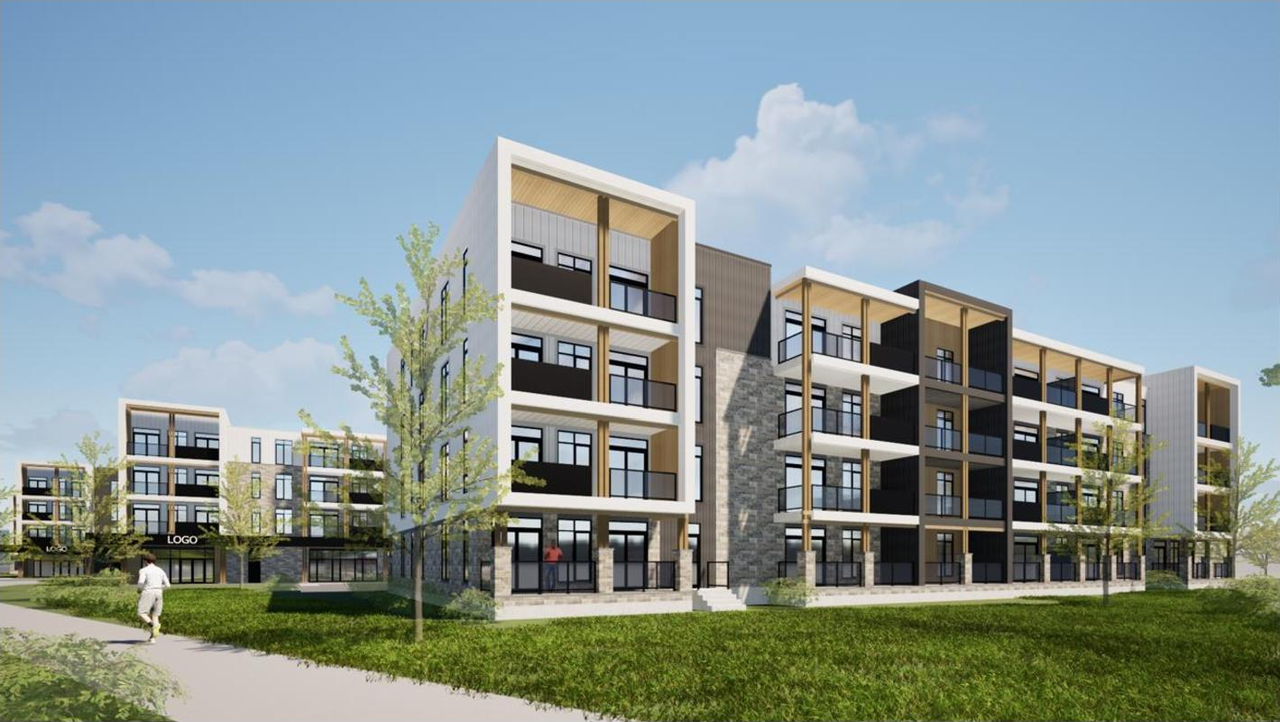 Rendering of building from page 25 of the file '2024-10-17 - Planning Rationale & Urban Design Brief - D07-12-24-0128'
