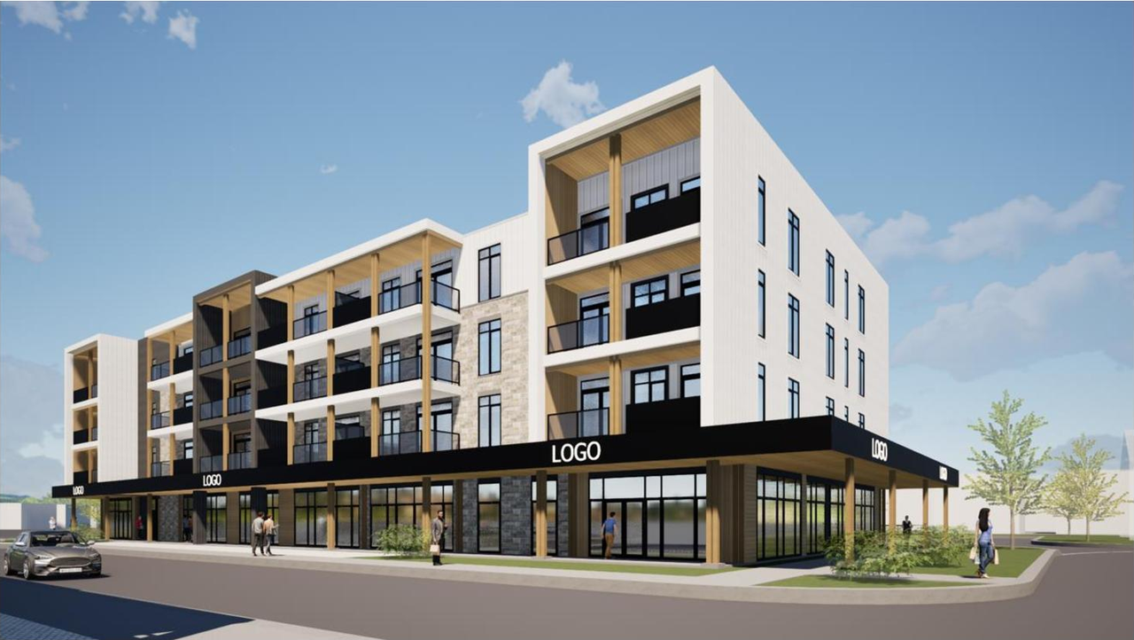 Rendering of building from page 26 of the file '2024-10-17 - Planning Rationale & Urban Design Brief - D07-12-24-0128'
