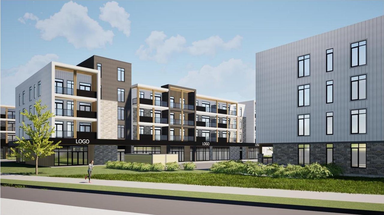 Rendering of building from page 1 of the file '2024-10-17 - Planning Rationale & Urban Design Brief - D07-12-24-0129'