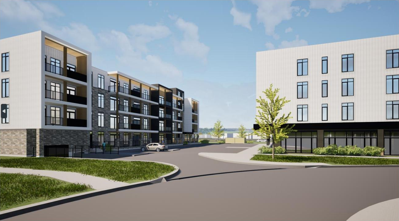 Rendering of building from page 27 of the file '2024-10-17 - Planning Rationale & Urban Design Brief - D07-12-24-0129'