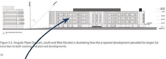 Rendering of building from page 5 of the file '2024-10-21 - Urban Design Brief - D07-12-24-0131'