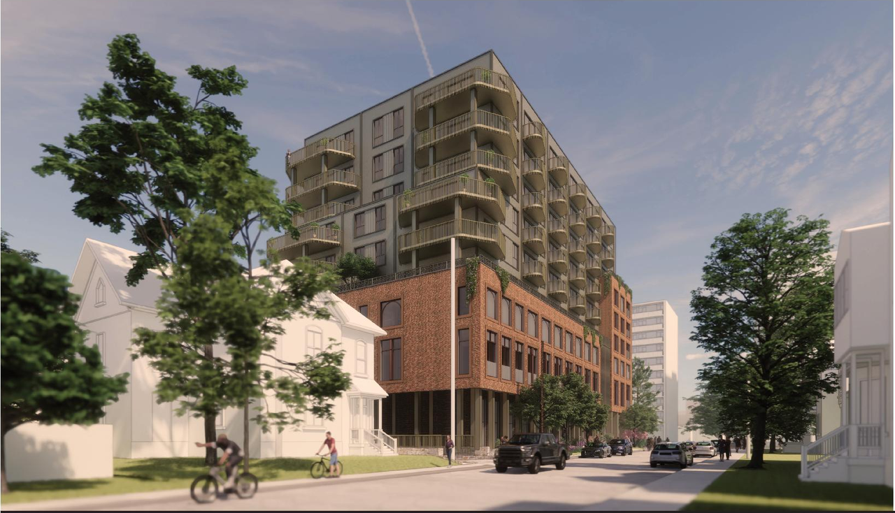 Rendering of building from page 38 of the file '2024-10-22 - Design Brief - D07-12-24-0132'