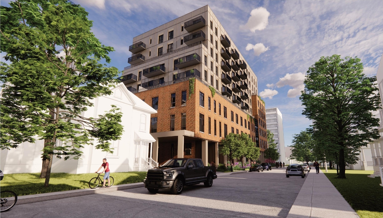 Rendering of building from page 39 of the file '2024-10-22 - Design Brief - D07-12-24-0132'