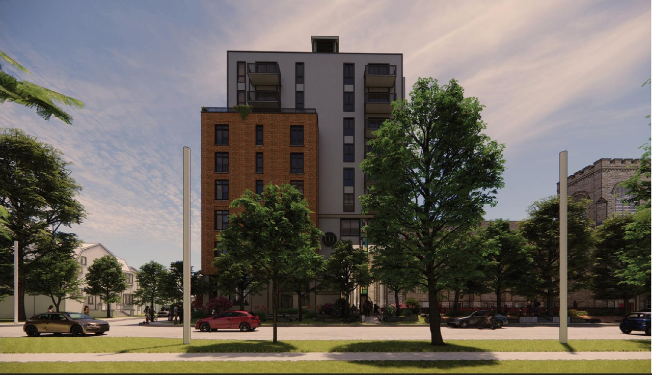 Rendering of building from page 40 of the file '2024-10-22 - Design Brief - D07-12-24-0132'