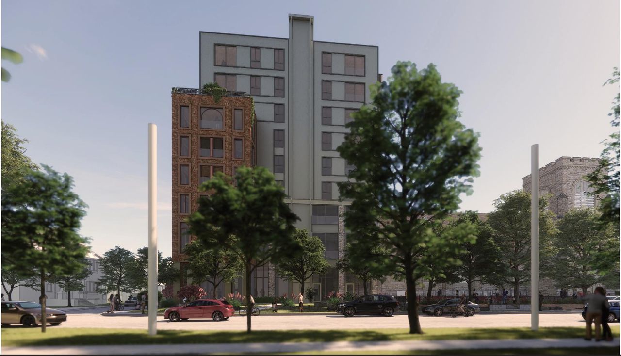 Rendering of building from page 40 of the file '2024-10-22 - Design Brief - D07-12-24-0132'