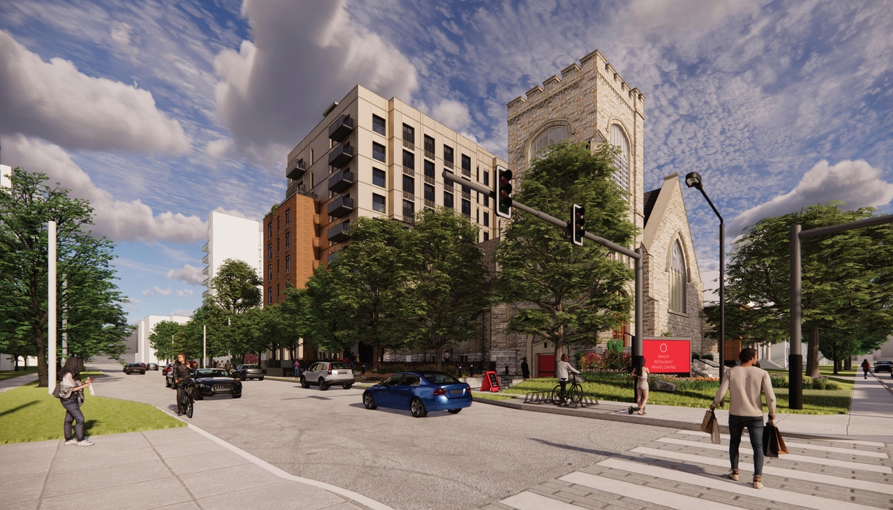 Rendering of building from page 5 of the file '2024-10-22 - Design Brief - D07-12-24-0132'