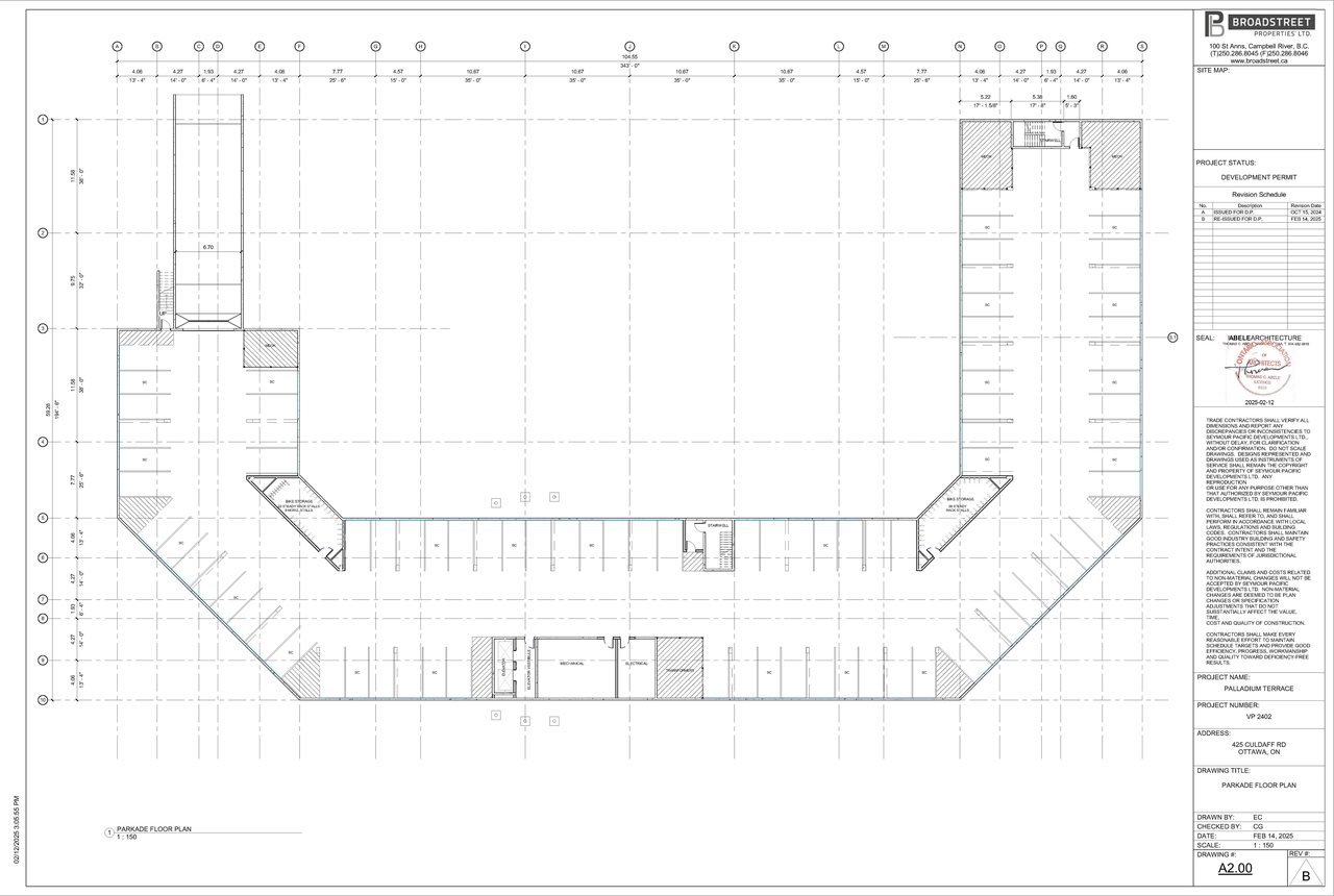 Floor plan for project from page 1 of the file '2025-03-03 - PARKADE FLOOR PLAN - D07-12-24-0140'