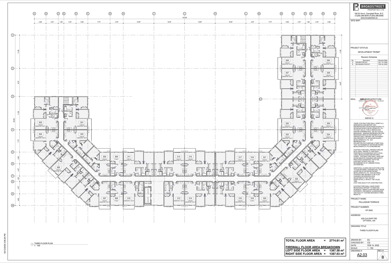 Floor plan for project from page 1 of the file '2025-03-03 - THIRD FLOOR PLAN - D07-12-24-0140'