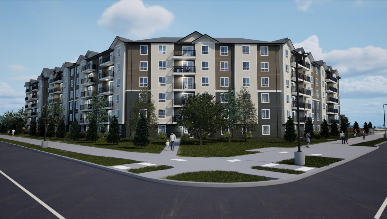 Rendering of building from page 4 of the file '2024-11-04 - Design Brief - D07-12-24-0140'