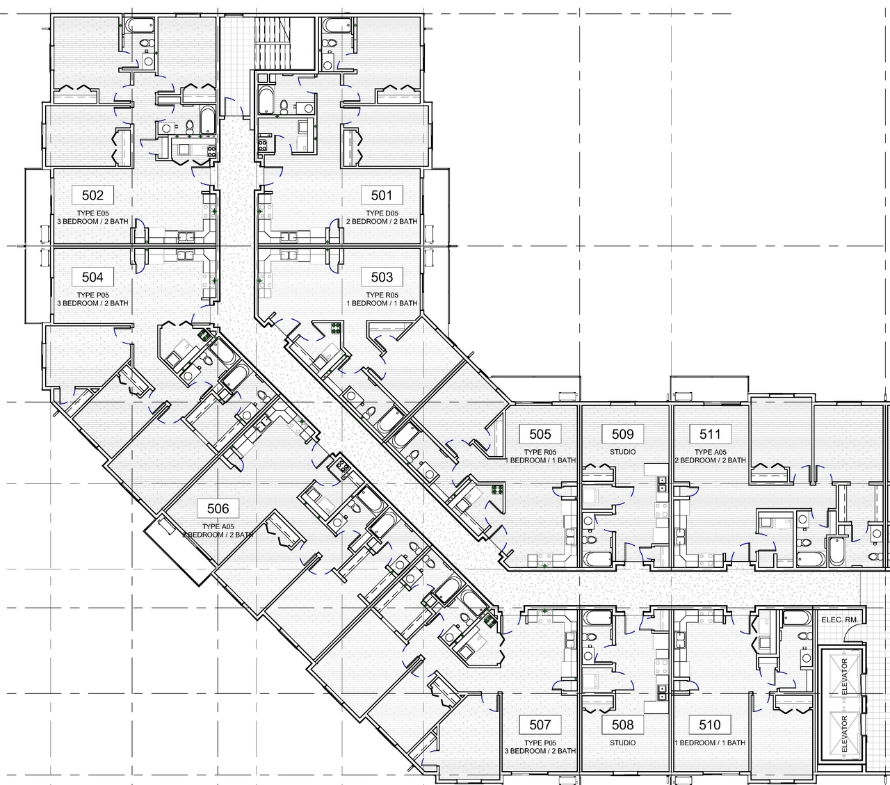 Construction site plan for project from page 1 of the file '2025-03-03 - FIFTH FLOOR PLAN - D07-12-24-0140'