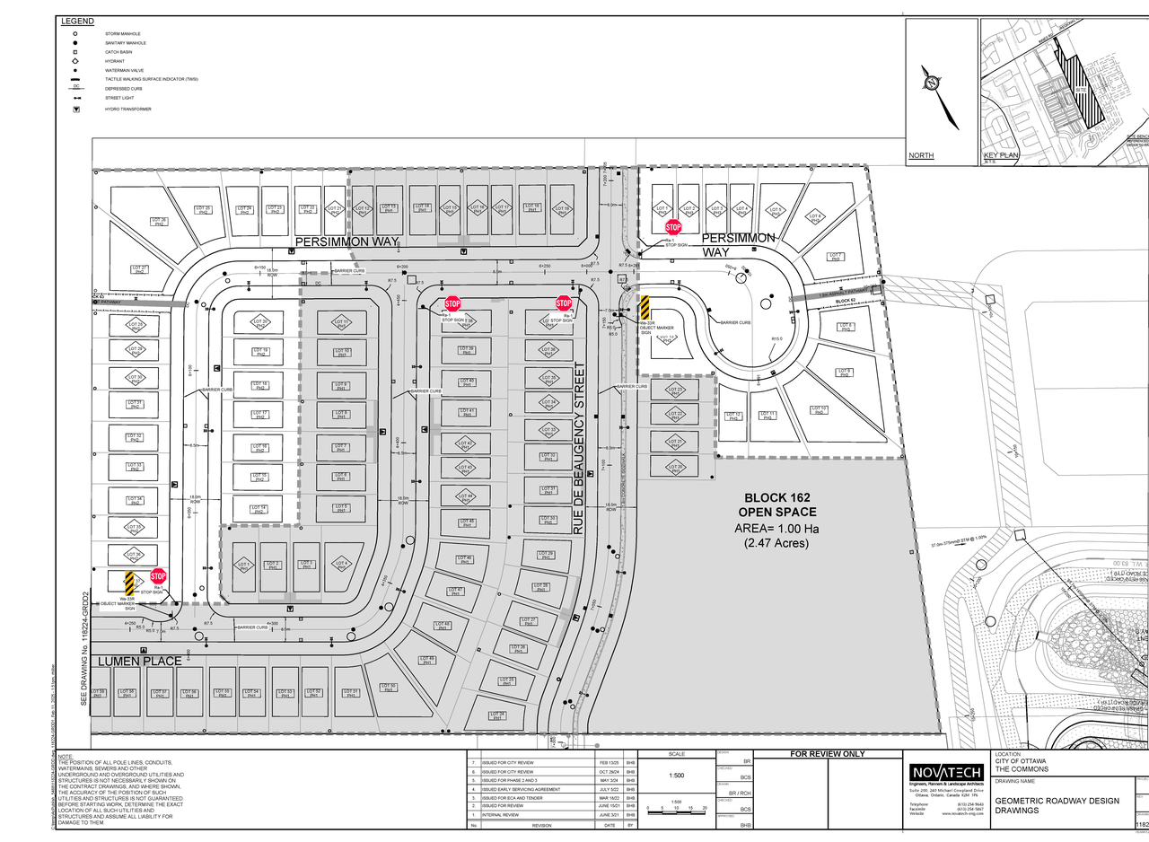 Construction site plan for project from page 1 of the file '2025-09-02 - Geometric Road Design Drawings - D07-12-24-0141'