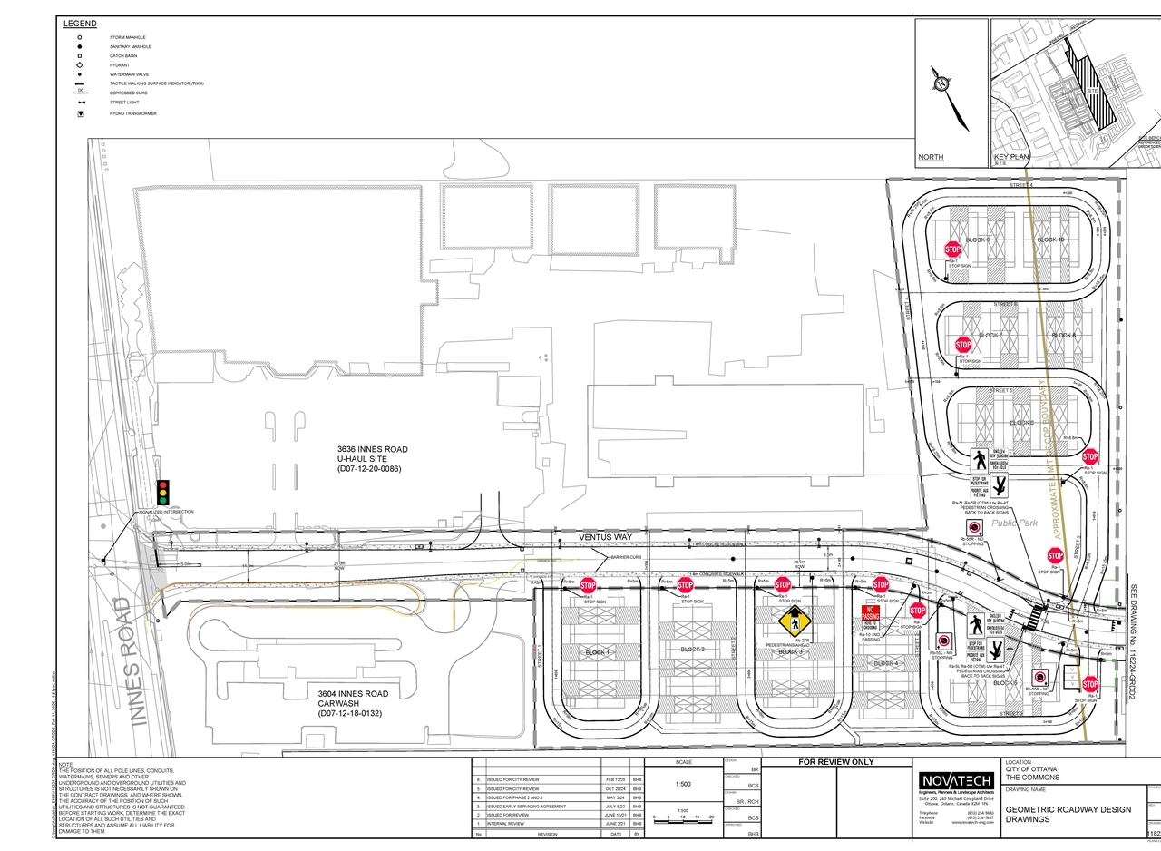 Construction site plan for project from page 3 of the file '2025-09-02 - Geometric Road Design Drawings - D07-12-24-0141'