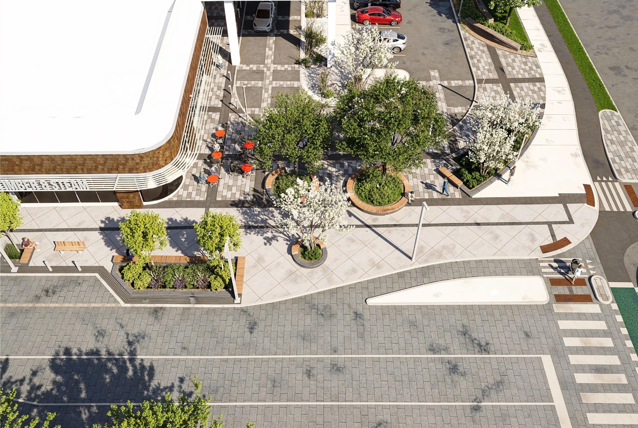 Rendering of building from page 43 of the file '2024-11-15 - Design Brief - D07-12-24-0149'