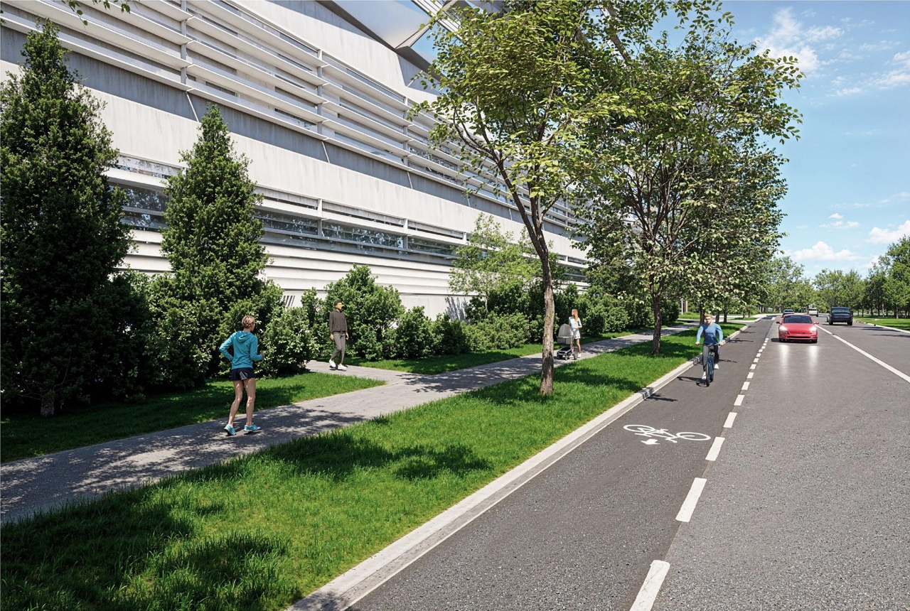 Rendering of building from page 55 of the file '2024-11-15 - Design Brief - D07-12-24-0149'