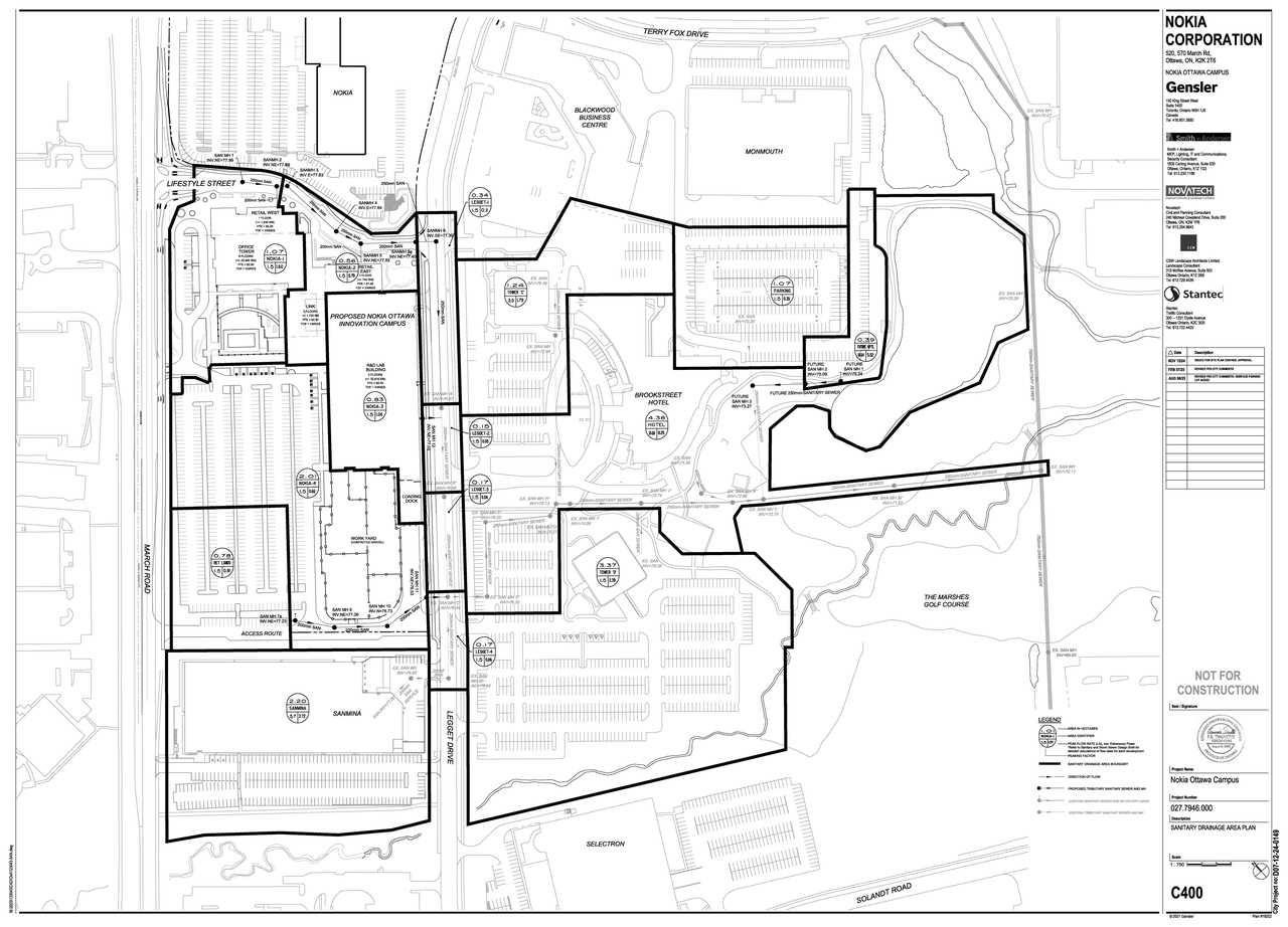 Construction site plan for project from page 55 of the file '2025-08-08 - Sanitary and Storm Trunk Sewer Design Brief - D07-12-24-0149'