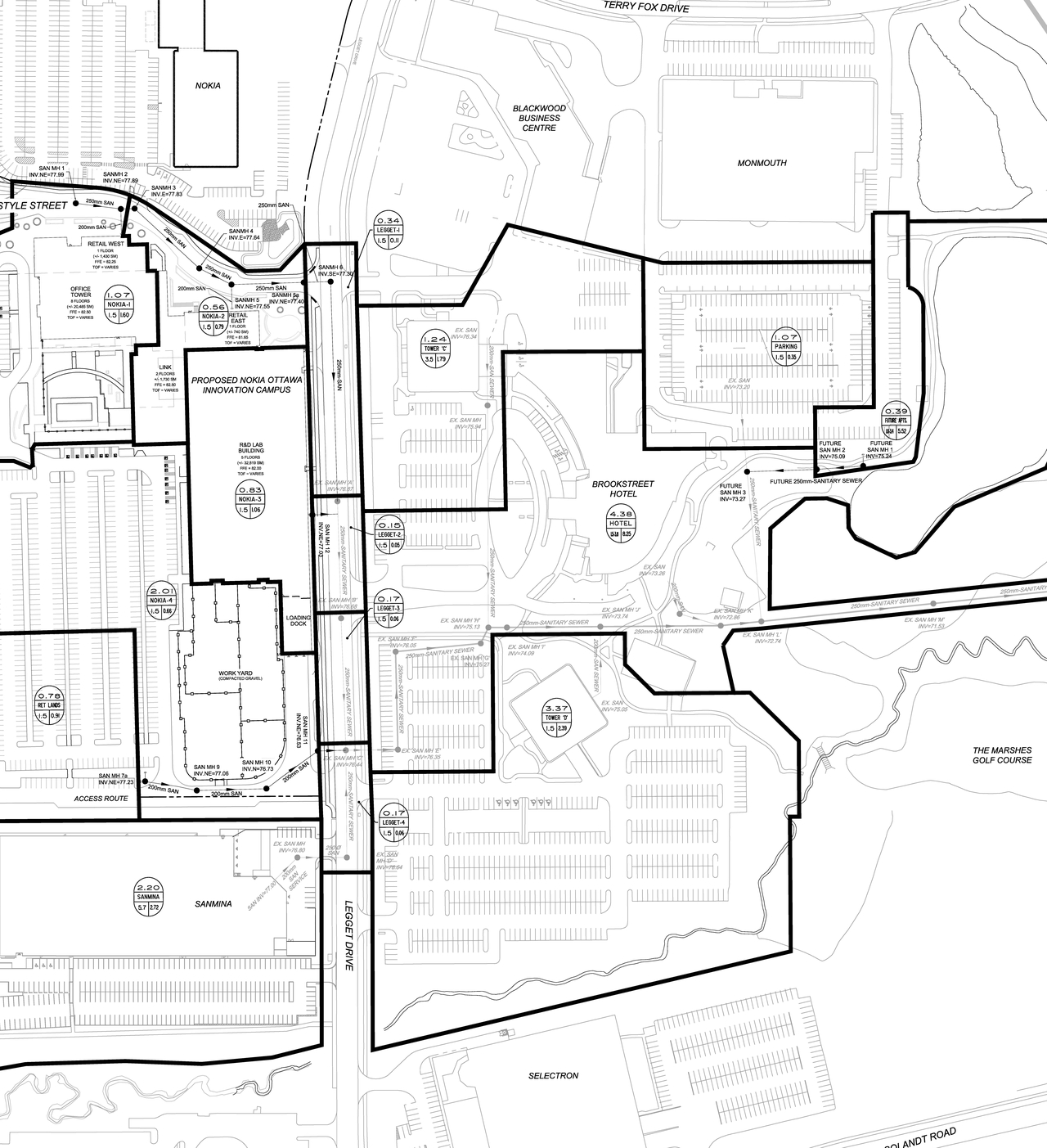 Construction site plan for project from page 55 of the file '2025-08-08 - Sanitary and Storm Trunk Sewer Design Brief - D07-12-24-0149'