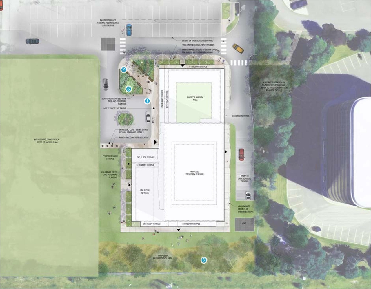 Construction site plan for project from page 60 of the file '2025-05-02 - Urban Design Review Panel Report - D07-12-24-0151'