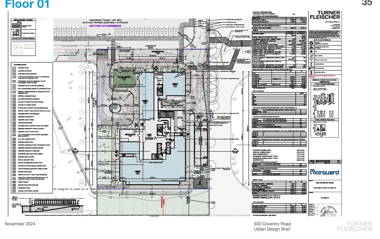 Construction site plan for project from page 36 of the file '2024-11-20 - Urban Design Brief - D07-12-24-0151'