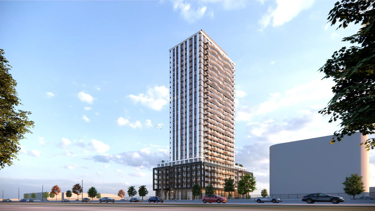 Rendering of building from page 46 of the file '2024-11-20 - Urban Design Brief - D07-12-24-0151'