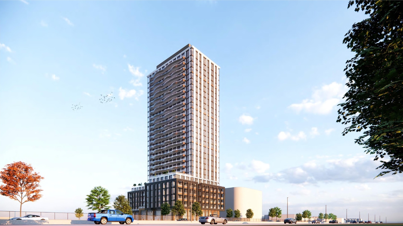 Rendering of building from page 47 of the file '2024-11-20 - Urban Design Brief - D07-12-24-0151'