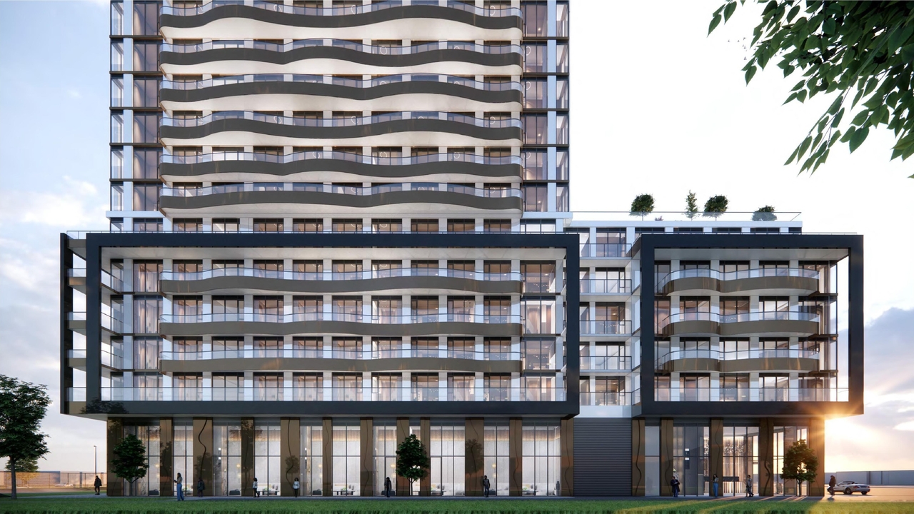 Rendering of building from page 50 of the file '2024-11-20 - Urban Design Brief - D07-12-24-0151'