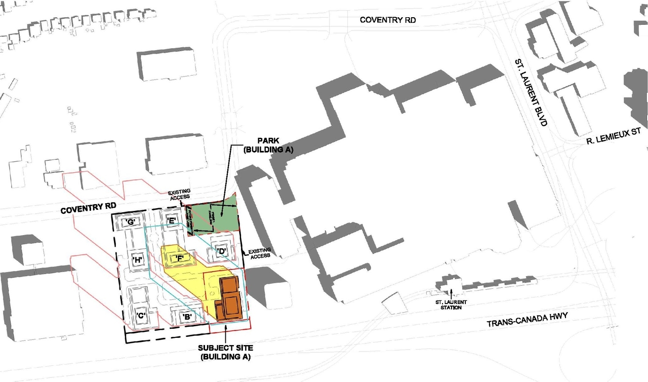 Construction site plan for project from page 65 of the file '2024-11-20 - Urban Design Brief - D07-12-24-0151'