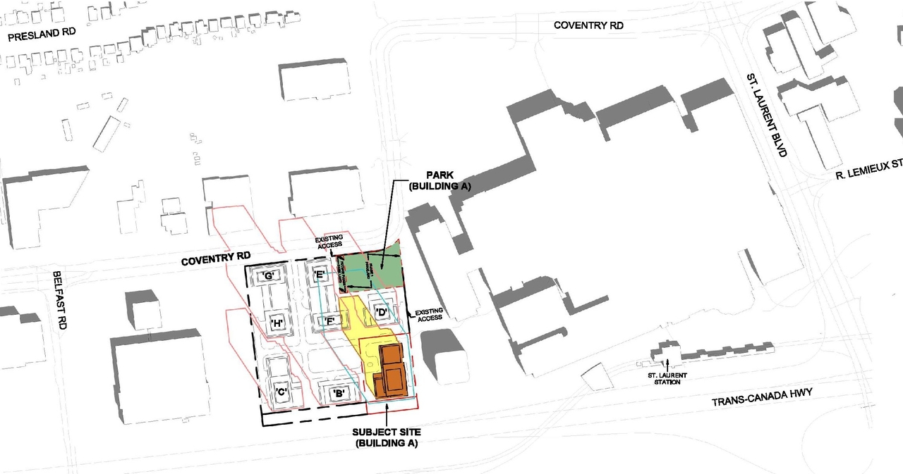 Construction site plan for project from page 66 of the file '2024-11-20 - Urban Design Brief - D07-12-24-0151'