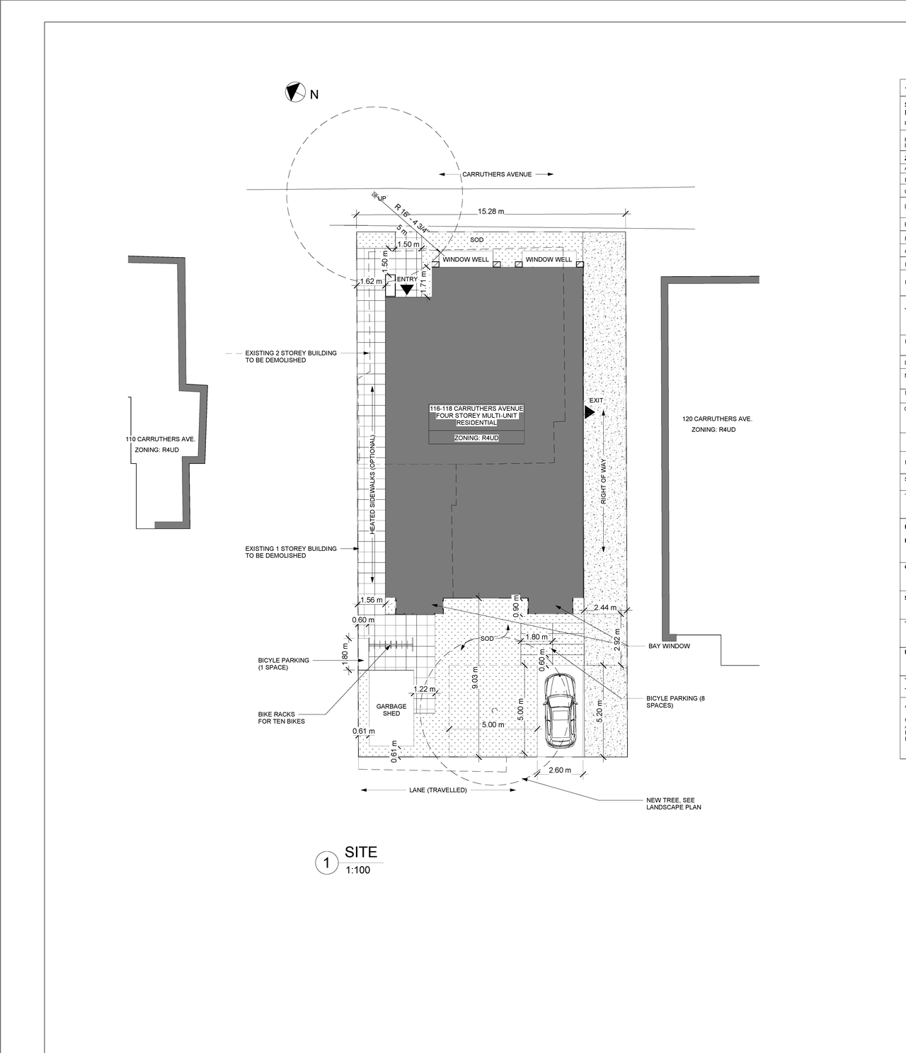 Construction site plan for project from page 1 of the file '2024-11-21 - Site Plan, Floor Plans, Elevations & Context Models - D07-12-24-0153'