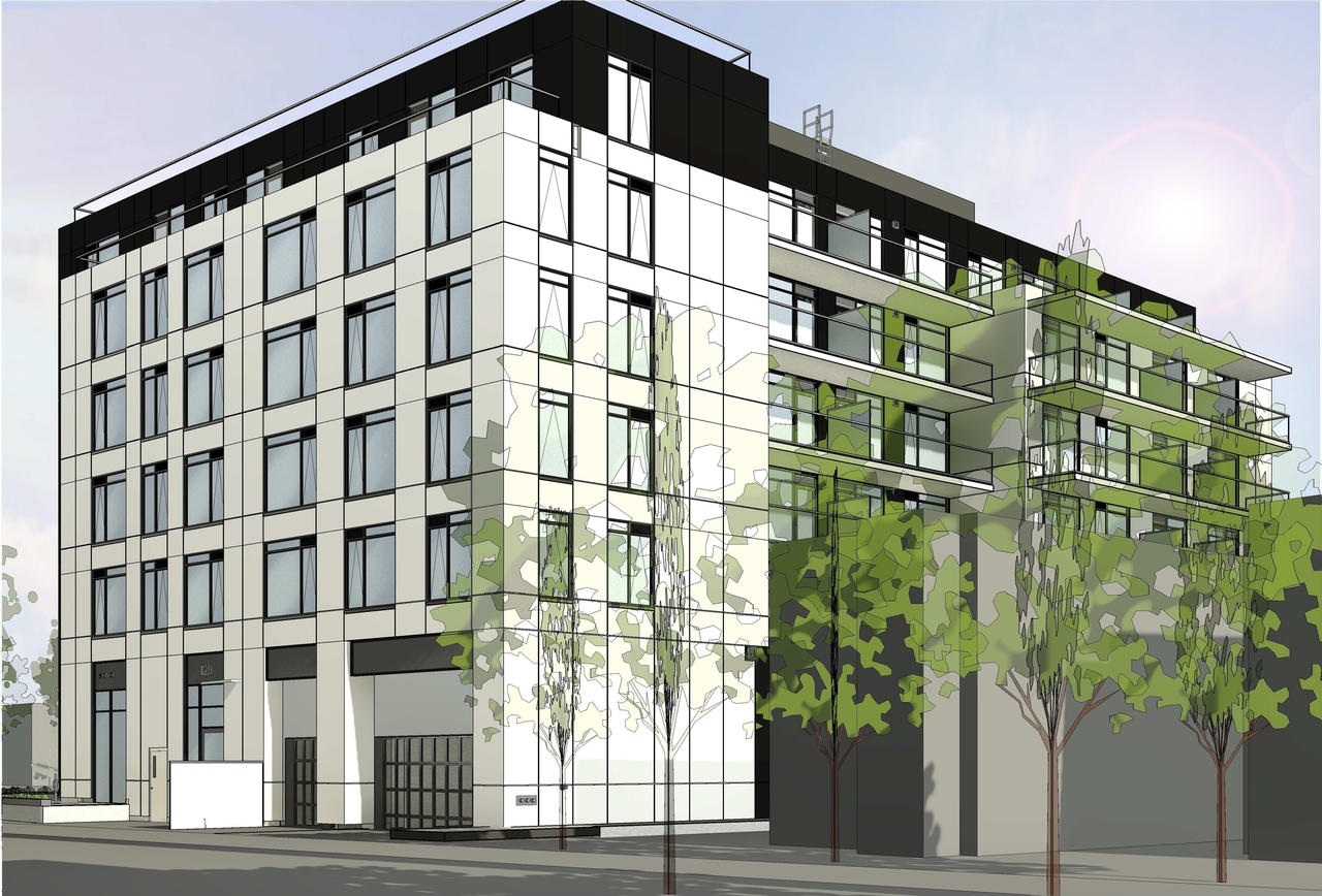 Rendering of building from page 8 of the file '2025-06-03 - Floor Plans & Elevations - D07-12-24-0154'