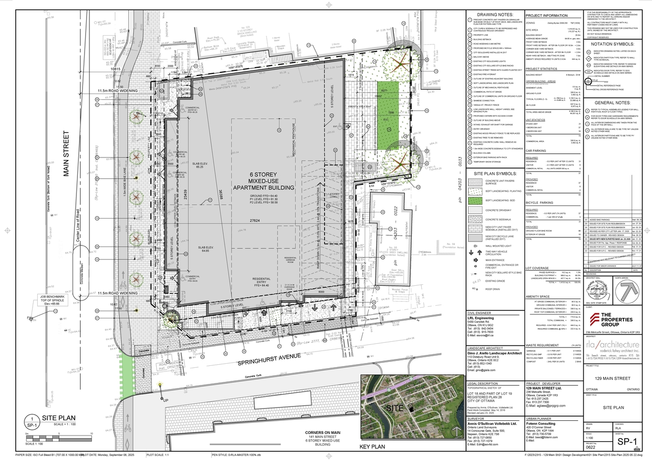 Construction site plan for project from page 1 of the file '2025-09-17 - Site Plan & Ground Floor Plan - D07-12-24-0154'