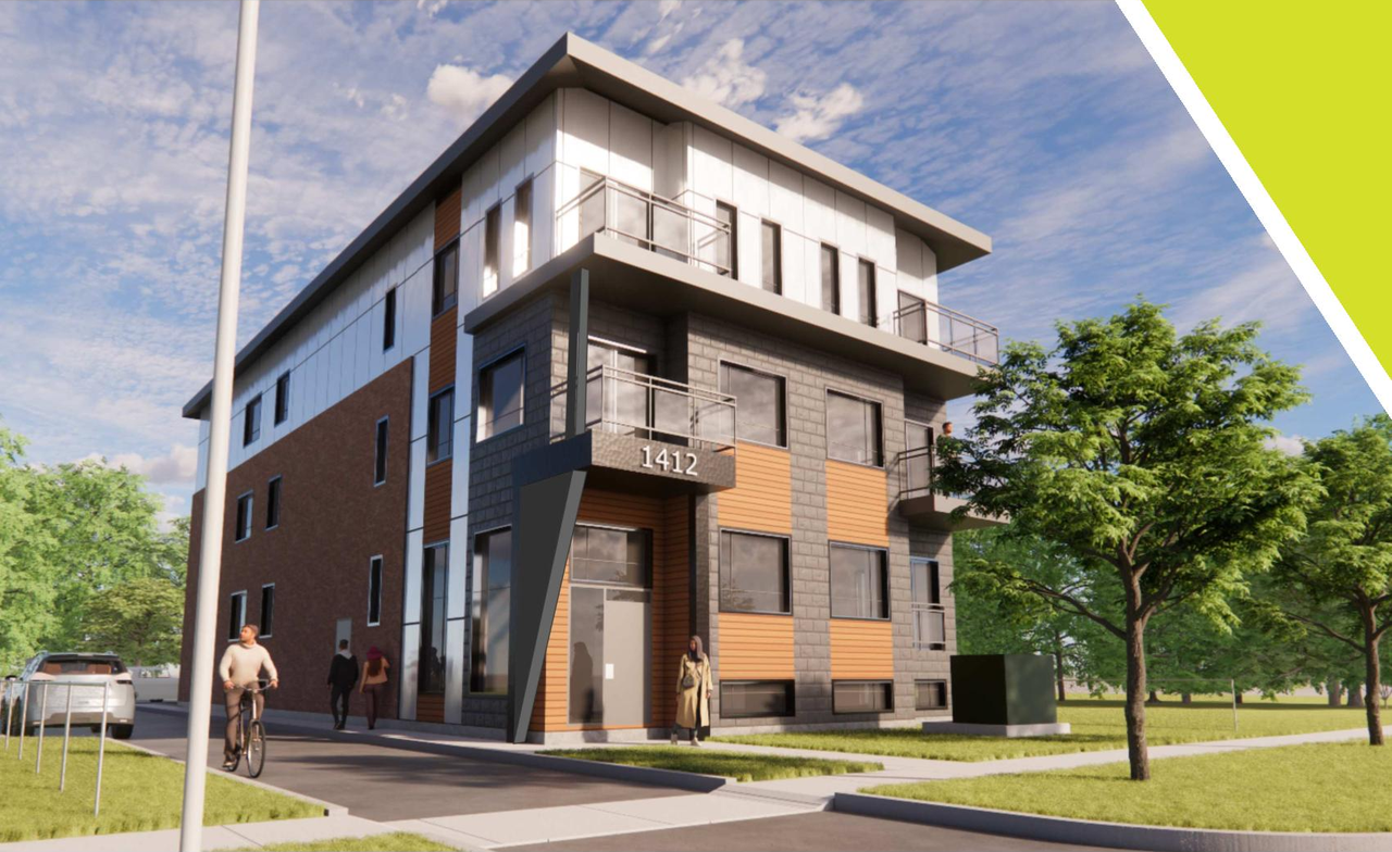 Rendering of building from page 1 of the file '2025-04-11 - Urban Design Brief Rev1 - D07-12-24-0167'