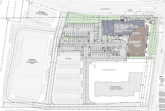 Construction site plan for project from page 20 of the file '2025-05-12 - Urban Design Brief - D07-12-24-0169'