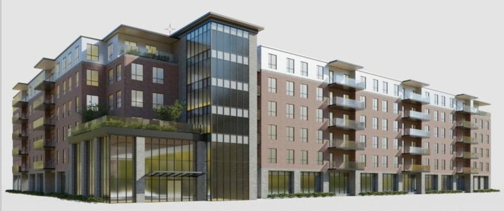 Rendering of building from page 21 of the file '2025-05-12 - Urban Design Brief - D07-12-24-0169'