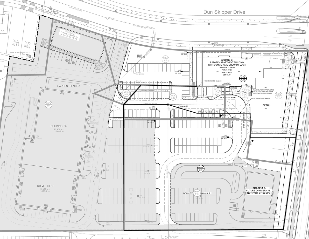 Construction site plan for project from page 75 of the file '2025-05-12 - Arcadis Response Design Brief - D07-12-24-0169'