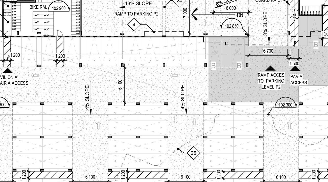 Construction site plan for project from page 1 of the file '2026-03-17 - Floor Plan P1 Parking - D07-12-24-0172'