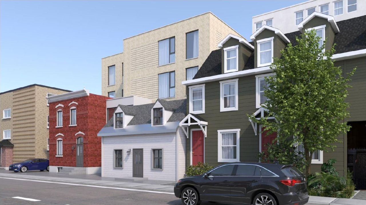 Rendering of building from page 14 of the file '2025-04-10 - Planning Rationale and Design Brief Rev1 - D07-12-24-0175'