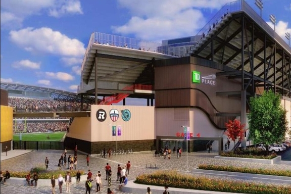 Rendering of building from page 1 of the file '2025-03-25 - Urban Design Review Panel Recommendations - D07-12-24-0178'