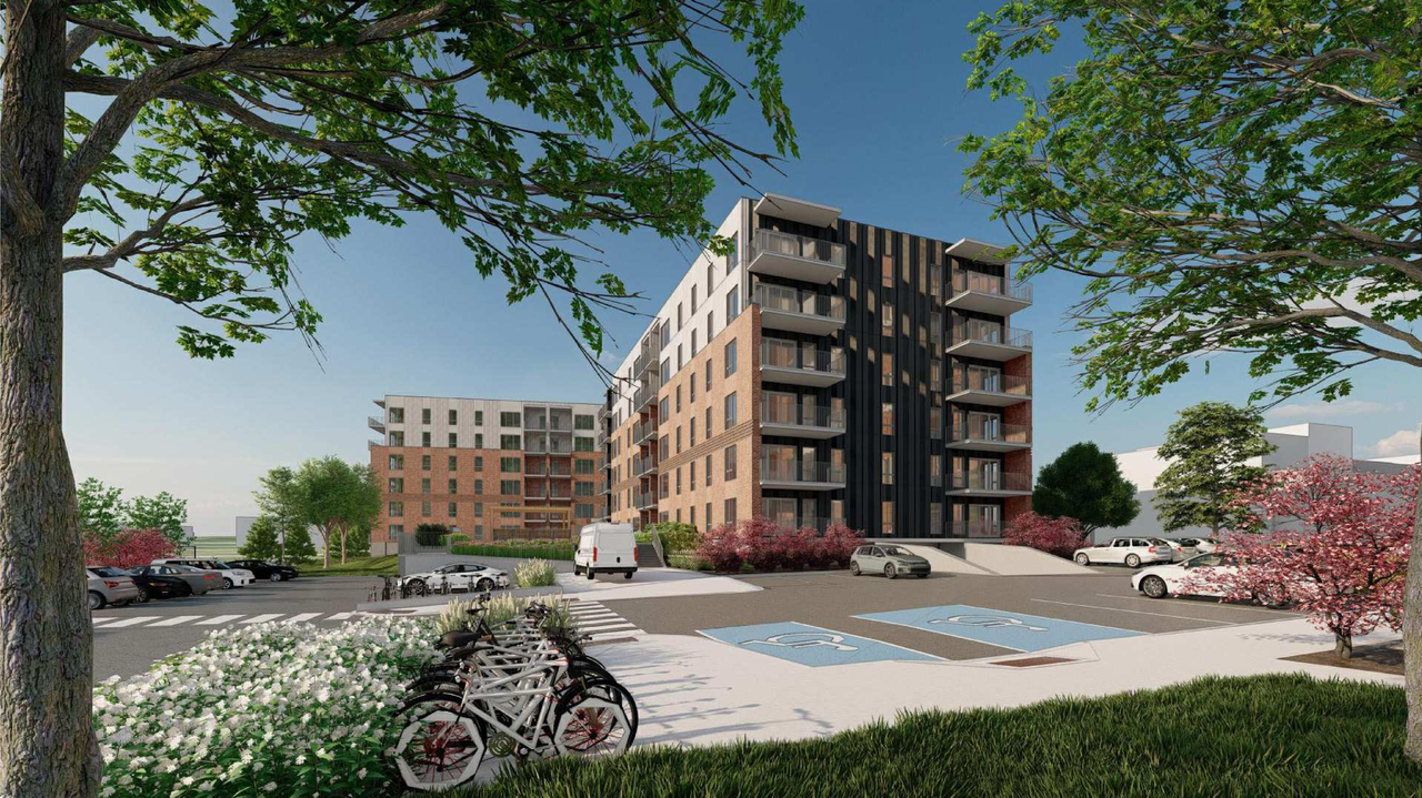Rendering of building from page 1 of the file '2025-05-12 - Building 2 Floor Plans & Elevations - D07-12-25-0005'