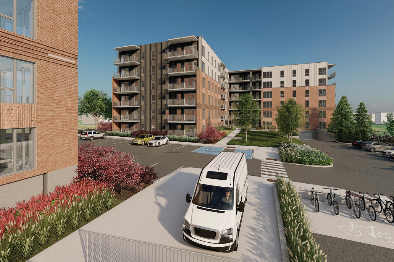 Rendering of building from page 41 of the file '2025-01-22 - (Residential) Urban Design Brief - D07-12-25-0005'