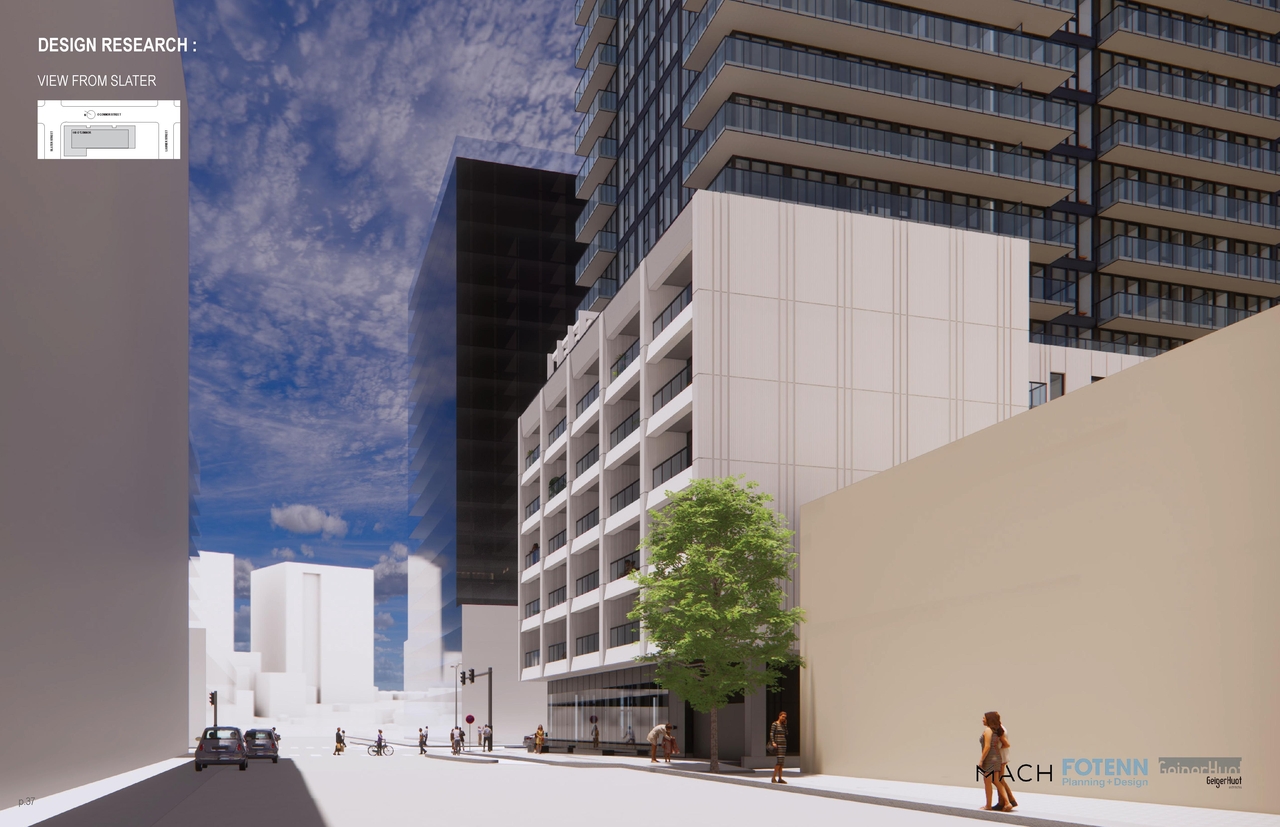 Rendering of building from page 38 of the file '2025-07-22 - Urban Design Brief - D07-12-25-0010'