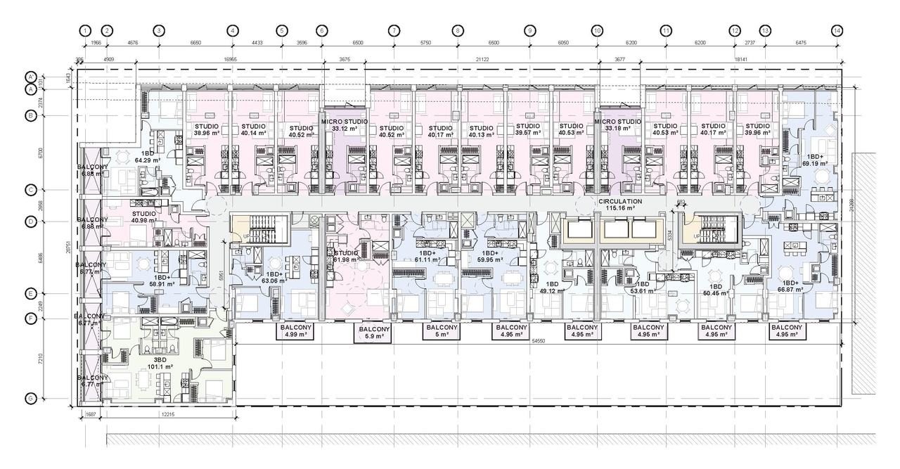 Floor plan for project from page 44 of the file '2025-07-22 - Urban Design Brief - D07-12-25-0010'