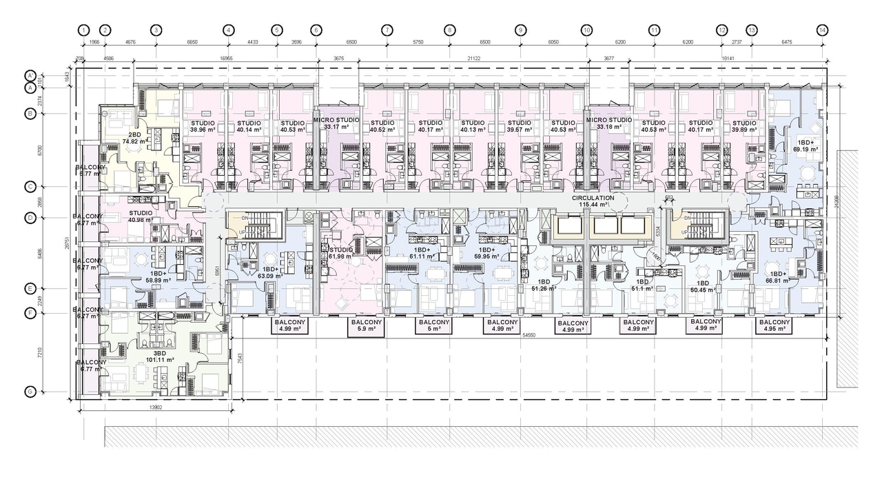 Floor plan for project from page 45 of the file '2025-07-22 - Urban Design Brief - D07-12-25-0010'