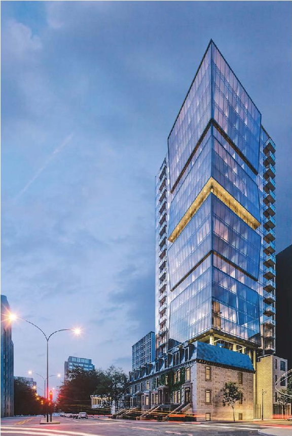 Rendering of building from page 3 of the file '2025-10-30 - Urban Design Brief - D07-12-25-0010'