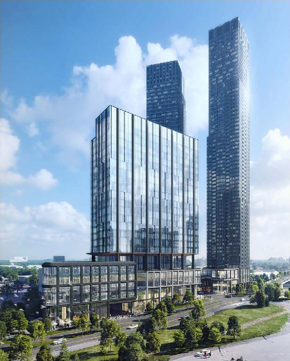 Rendering of building from page 3 of the file '2025-10-30 - Urban Design Brief - D07-12-25-0010'