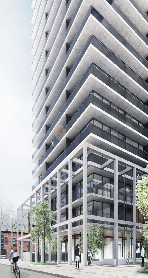 Rendering of building from page 31 of the file '2025-10-30 - Urban Design Brief - D07-12-25-0010'