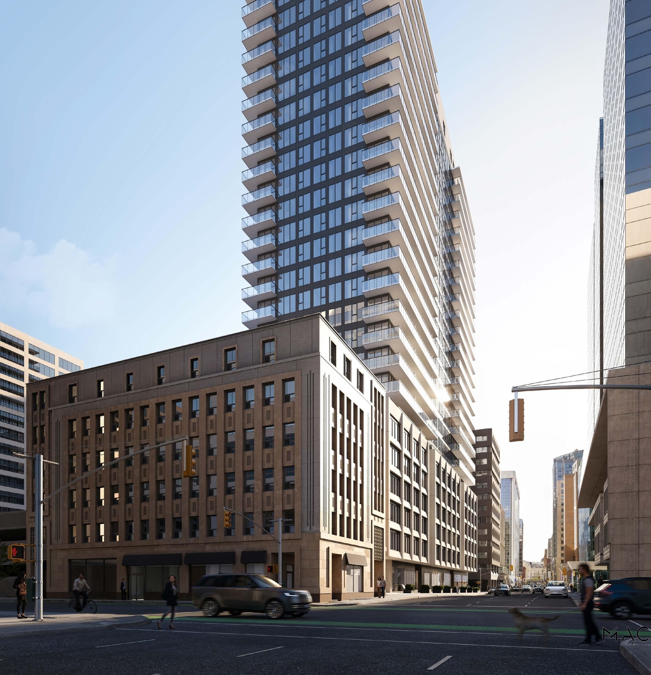 Rendering of building from page 35 of the file '2025-10-30 - Urban Design Brief - D07-12-25-0010'