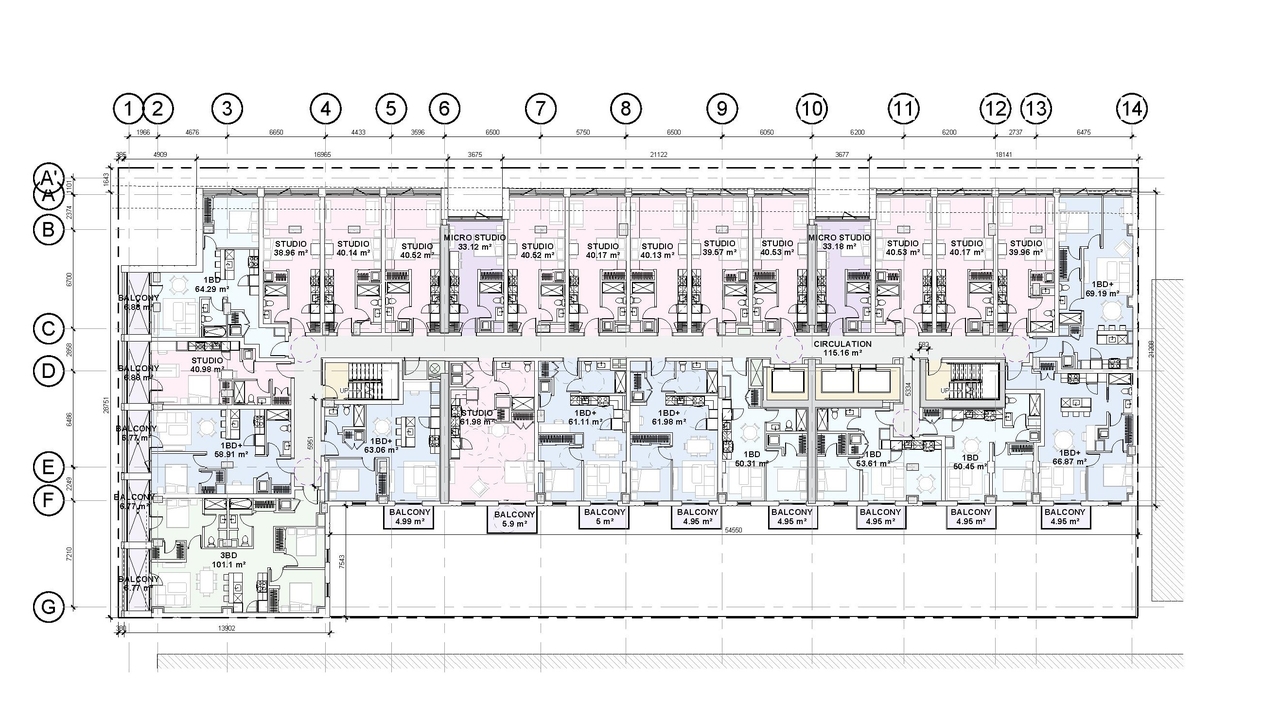 Floor plan for project from page 44 of the file '2025-10-30 - Urban Design Brief - D07-12-25-0010'