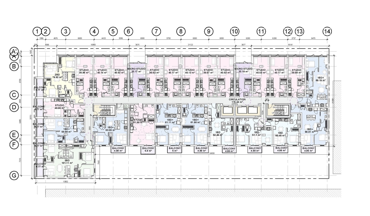 Floor plan for project from page 45 of the file '2025-10-30 - Urban Design Brief - D07-12-25-0010'